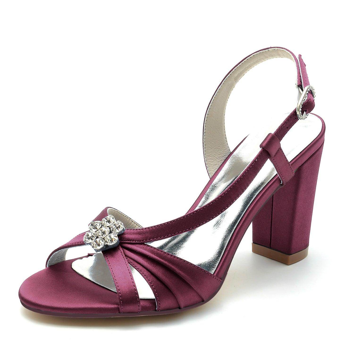 Chunky Heel 8.5cm Silk-Like Shoes CK0302 - COCOMELODY